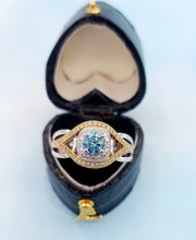 Load image into Gallery viewer, Blue Diamond Ring with Two Tone Setting - 14K Yellow Gold