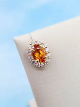 Load image into Gallery viewer, Spessartite Garnet &amp; Diamond Post Stud Earrings - 14K Yellow Gold