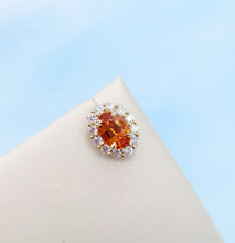 Load image into Gallery viewer, Spessartite Garnet &amp; Diamond Post Stud Earrings - 14K Yellow Gold