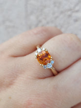 Load image into Gallery viewer, Spessartite (Orange) Garnet &amp; Diamond Ring - 14K Yellow Gold