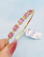 Load image into Gallery viewer, Pink Sapphire and Diamond Bangle - 18K Yellow Gold