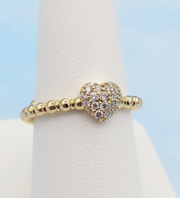 Load image into Gallery viewer, Diamond Heart Ring with Adjustable Band - 18K Yellow Gold
