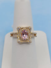 Load image into Gallery viewer, Oval Morganite &amp; Diamond Ring - 18K Yellow Gold
