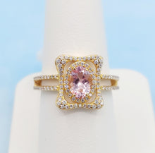Load image into Gallery viewer, Oval Morganite &amp; Diamond Ring - 18K Yellow Gold
