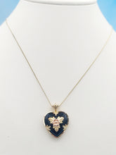 Load image into Gallery viewer, Onyx Floral Heart Pendant &amp; Chain - Black Hills Gold