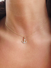 Load image into Gallery viewer, Diamond Anchor Pendant on 14K Yellow Gold 16” Chain