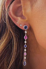 Load image into Gallery viewer, Pink and Blue Sapphire Dangle Earrings - 14k White Gold