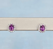 Load image into Gallery viewer, Pink Sapphire &amp; Diamond Stud Earrings - 18K White Gold