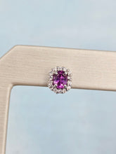 Load image into Gallery viewer, Pink Sapphire &amp; Diamond Stud Earrings - 18K White Gold