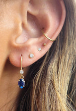 Load image into Gallery viewer, Tanzanite &amp; Diamond Leverback Earrings - 14K Yellow Gold