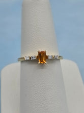 Load image into Gallery viewer, Mandarin Garnet Ring with Diamonds on the Band - 18K Yellow Gold