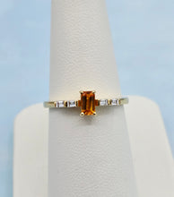 Load image into Gallery viewer, Mandarin Garnet Ring with Diamonds on the Band - 18K Yellow Gold
