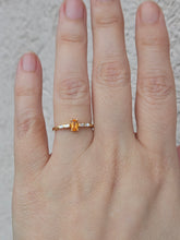 Load image into Gallery viewer, Mandarin Garnet Ring with Diamonds on the Band - 18K Yellow Gold