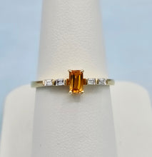 Load image into Gallery viewer, Mandarin Garnet Ring with Diamonds on the Band - 18K Yellow Gold