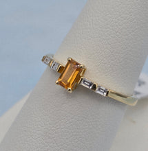 Load image into Gallery viewer, Mandarin Garnet Ring with Diamonds on the Band - 18K Yellow Gold
