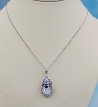 Load image into Gallery viewer, 5 Carat Aqua and Diamond Pendant with Chain - 18K White Gold