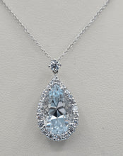 Load image into Gallery viewer, 5 Carat Aqua and Diamond Pendant with Chain - 18K White Gold