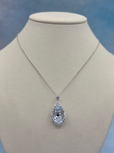 Load image into Gallery viewer, 5 Carat Aqua and Diamond Pendant with Chain - 18K White Gold