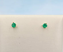 Load image into Gallery viewer, Genuine Emerald Screwback Earrings - 14K Yellow Gold