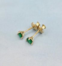 Load image into Gallery viewer, Genuine Emerald Screwback Earrings - 14K Yellow Gold