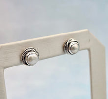 Load image into Gallery viewer, Orbit Pearl Sterling Silver Stud Earrings - Samuel B