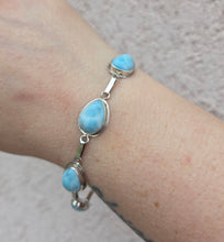 Load image into Gallery viewer, Larimar &amp; Sterling Silver Bracelet - Estate