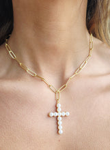Load image into Gallery viewer, Charm Bar Chain with Pearl Cross Charm