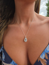 Load image into Gallery viewer, 5 Carat Aqua and Diamond Pendant with Chain - 18K White Gold
