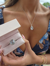 Load image into Gallery viewer, 5 Carat Aqua and Diamond Pendant with Chain - 18K White Gold