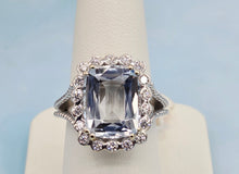 Load image into Gallery viewer, 5.70 Carat Cushion Cu Aquamarine Ring with Diamond Halo - 18K White Gold