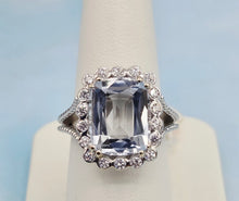 Load image into Gallery viewer, 5.70 Carat Cushion Cu Aquamarine Ring with Diamond Halo - 18K White Gold