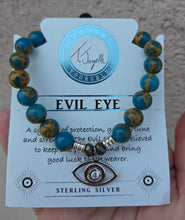 Load image into Gallery viewer, "Evil Eye" Silver Charm Bracelet - TJazelle