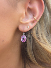 Load image into Gallery viewer, Pink Corundum Leverback Earrings - 14K White Gold