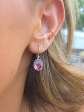 Load image into Gallery viewer, Pink Corundum Leverback Earrings - 14K White Gold