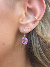 Load image into Gallery viewer, Pink Corundum Leverback Earrings - 14K White Gold