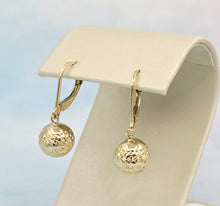 Load image into Gallery viewer, Gold Ball Dangle Leverback Earrings - 14K Yellow Gold