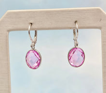 Load image into Gallery viewer, Pink Corundum Leverback Earrings - 14K White Gold