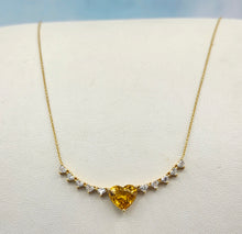 Load image into Gallery viewer, Yellow Sapphire &amp; Diamond Heart Necklace - 18K Yellow Gold
