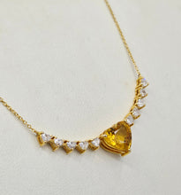 Load image into Gallery viewer, Yellow Sapphire &amp; Diamond Heart Necklace - 18K Yellow Gold