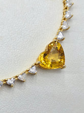 Load image into Gallery viewer, Yellow Sapphire &amp; Diamond Heart Necklace - 18K Yellow Gold