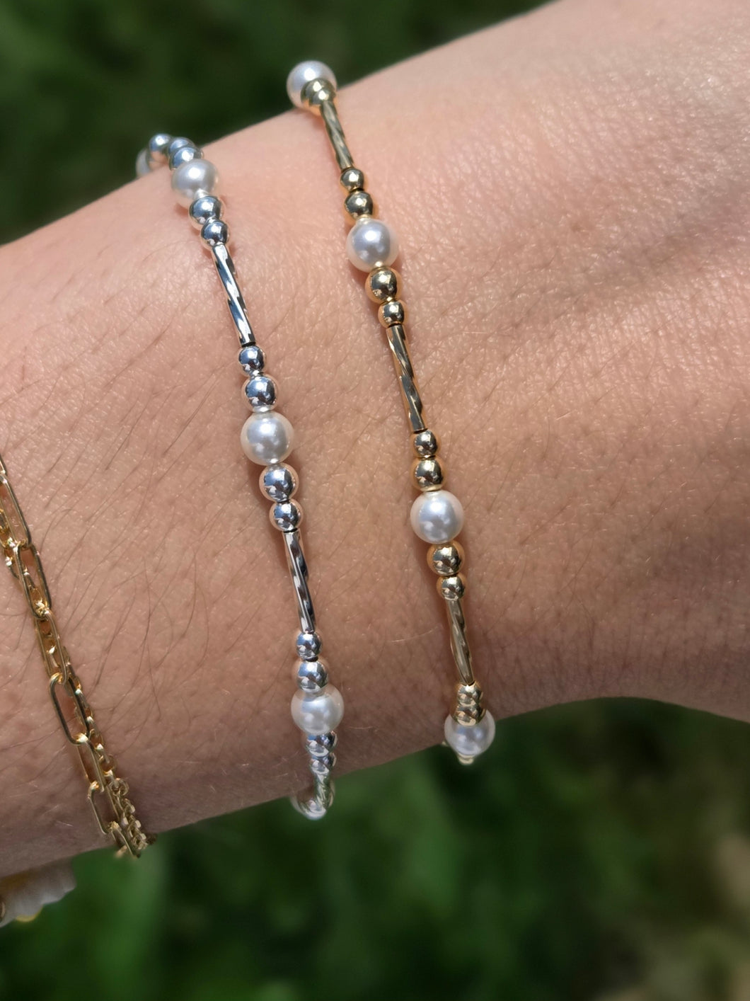 Pearl Tube Beaded Bracelet- Our Whole Heart