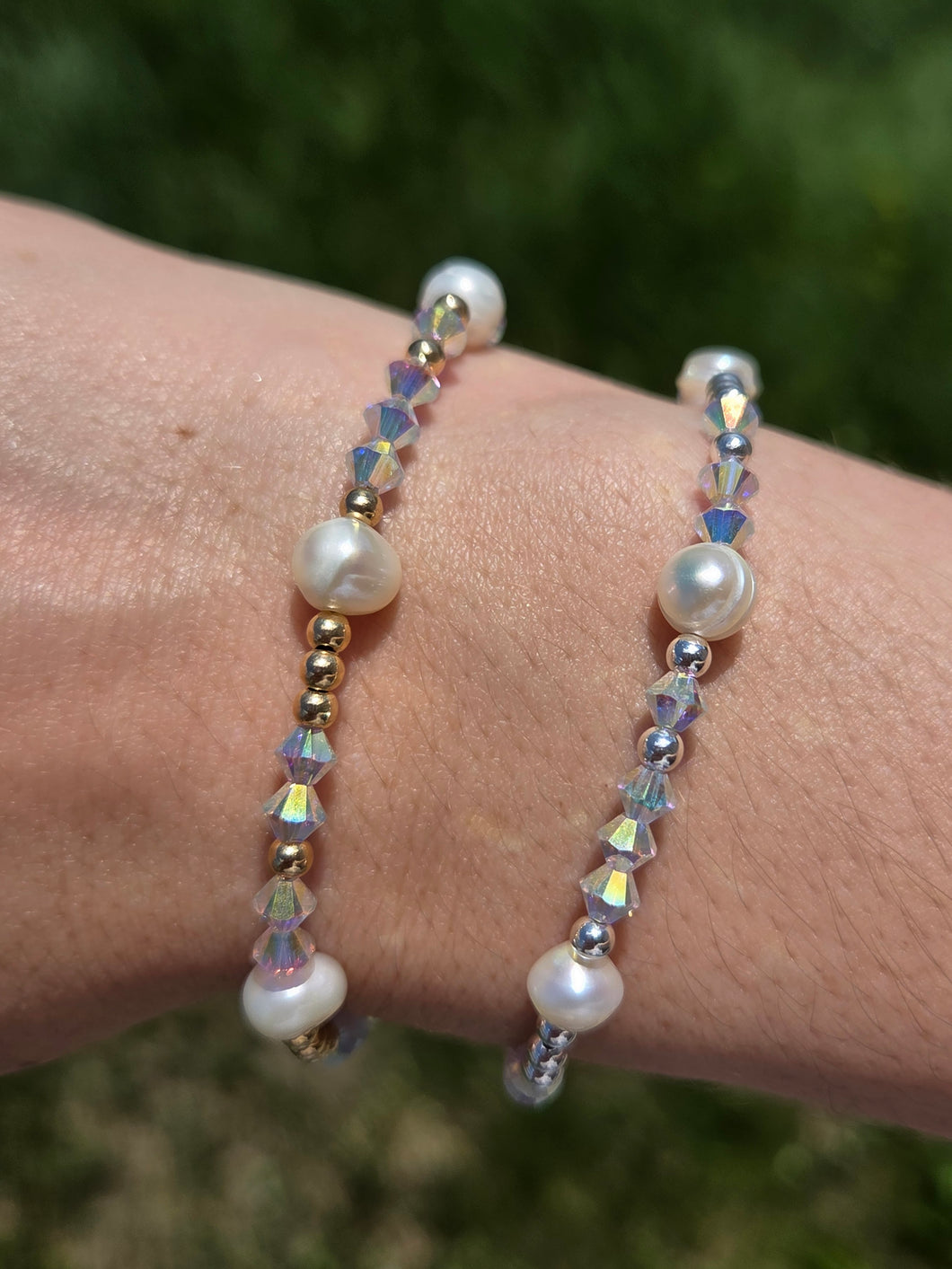Crystal and Pearl Beaded Bracelet- Our Whole Heart