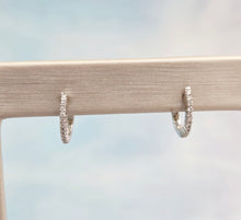 Load image into Gallery viewer, .11 Oval Diamond Huggies - 14k White Gold