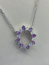 Load image into Gallery viewer, Pink Sapphire &amp; Diamond Necklace with attached chain - 14K White Gold