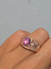 Load image into Gallery viewer, Pink Oval Moissanite &amp; Diamond Ring - 14K Rose Gold
