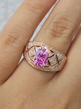 Load image into Gallery viewer, Pink Oval Moissanite &amp; Diamond Ring - 14K Rose Gold