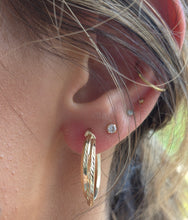 Load image into Gallery viewer, Twisted Gold Hoops - 14K Yellow Gold