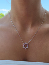 Load image into Gallery viewer, Pink Sapphire &amp; Diamond Necklace with attached chain - 14K White Gold