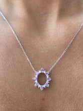 Load image into Gallery viewer, Pink Sapphire &amp; Diamond Necklace with attached chain - 14K White Gold