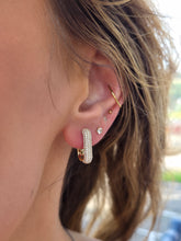 Load image into Gallery viewer, Rectangle Diamond Huggies - 14k Yellow Gold